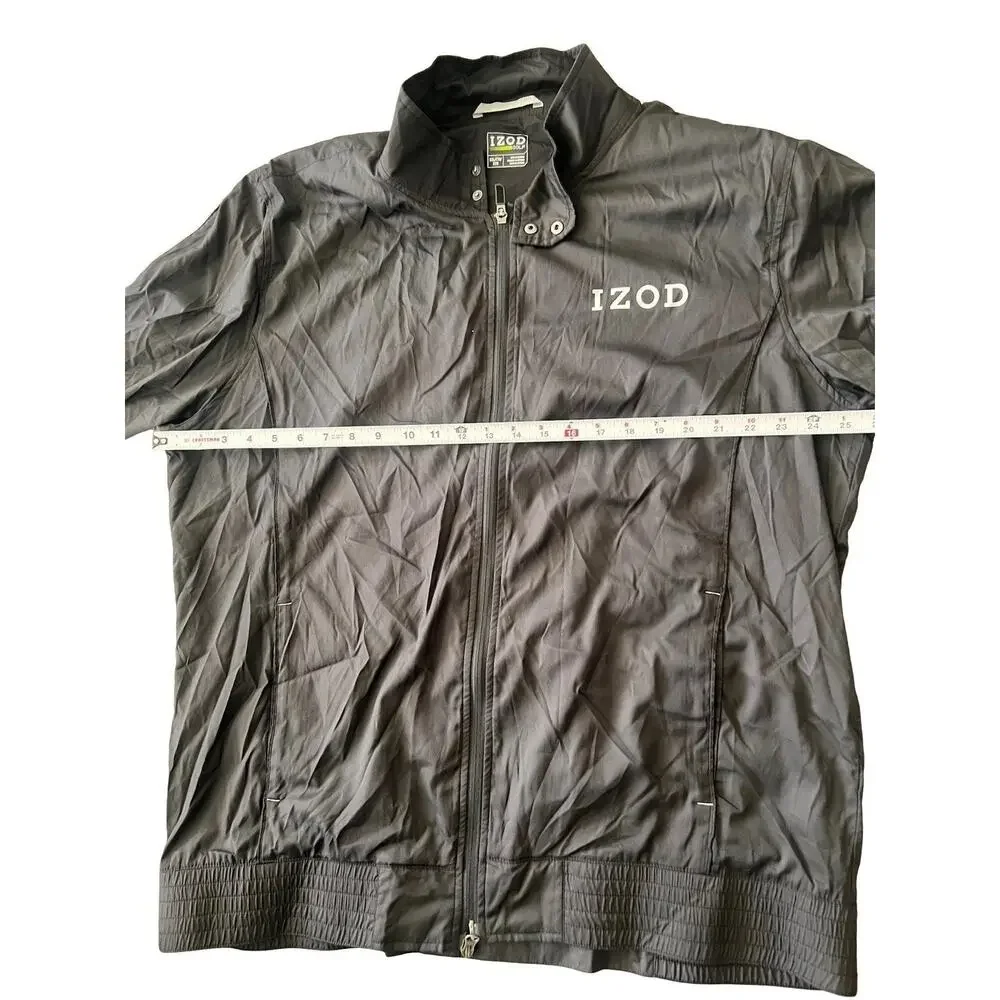 IZOD Golf Men’s Full Zip Windbreaker Jacket Black XXL Lightweight